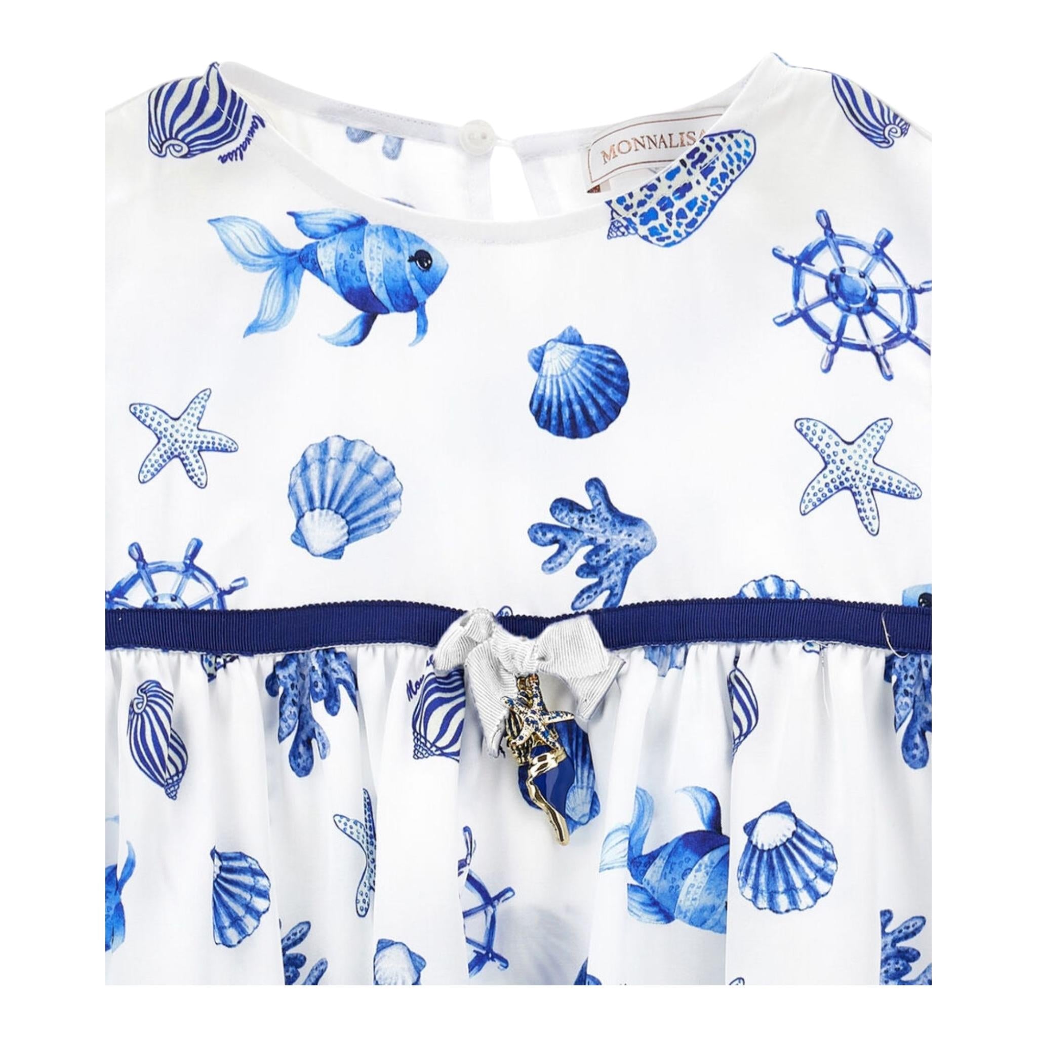 Monnalisa Camicia Tinta Unita con Fantasia per Bambina 11C303 BIANCO MONNALISA 