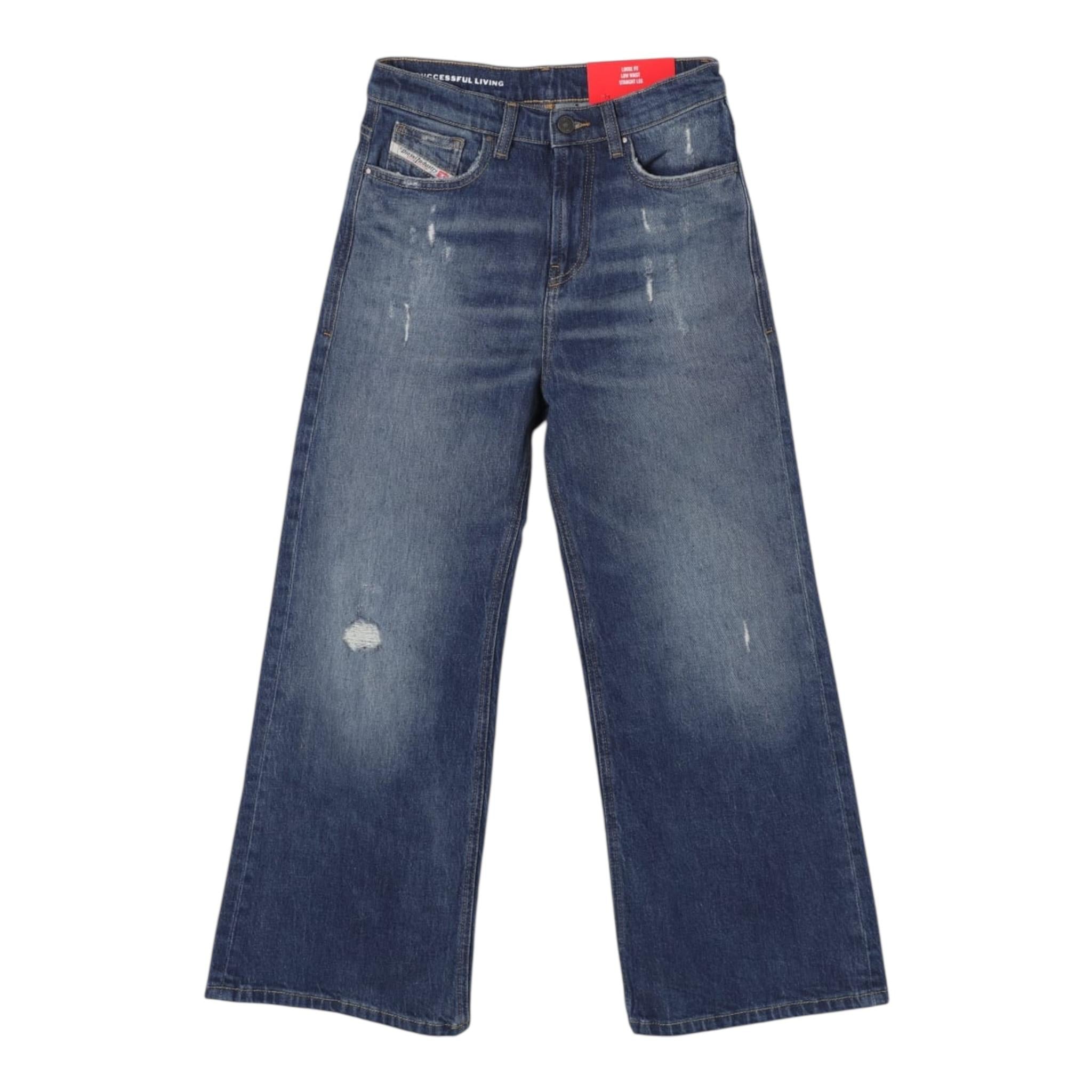 Diesel Jeans Tinta Unita Modello A Palazzo per Bambina J01852 BLU DIESEL 