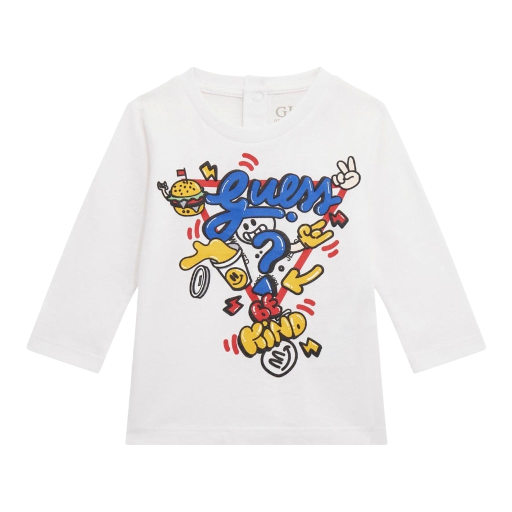 GUESS shirt girocollo tinta unita con stampa Bianco per Neonato I4YI02K8HM4X BIANCO GUESS 