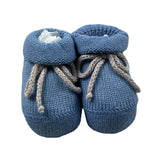 Baby Lord Babbucce Tinta Uninta Con Fiocco In Contrasto Azzurro Per Neonato