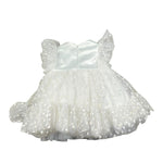 Le Bebe' Abito Cerimonia Tinta Unita con Tulle E Stampa per Neonata LBG5177 BIANCO LE BEBE' 