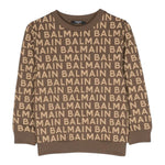 BALMAIN felpa chiusa girocollo tinta unita con stampe logo Beige per Bambino BT4Q50 BEIGE BALMAIN 
