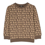 BALMAIN felpa chiusa girocollo tinta unita con stampe logo Beige per Bambino BT4Q50 BEIGE BALMAIN 