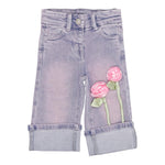 Monnalisa Jeans Tinta Unita con Applicazioni Rose per Neonata 39E400 ROSA MONNALISA 