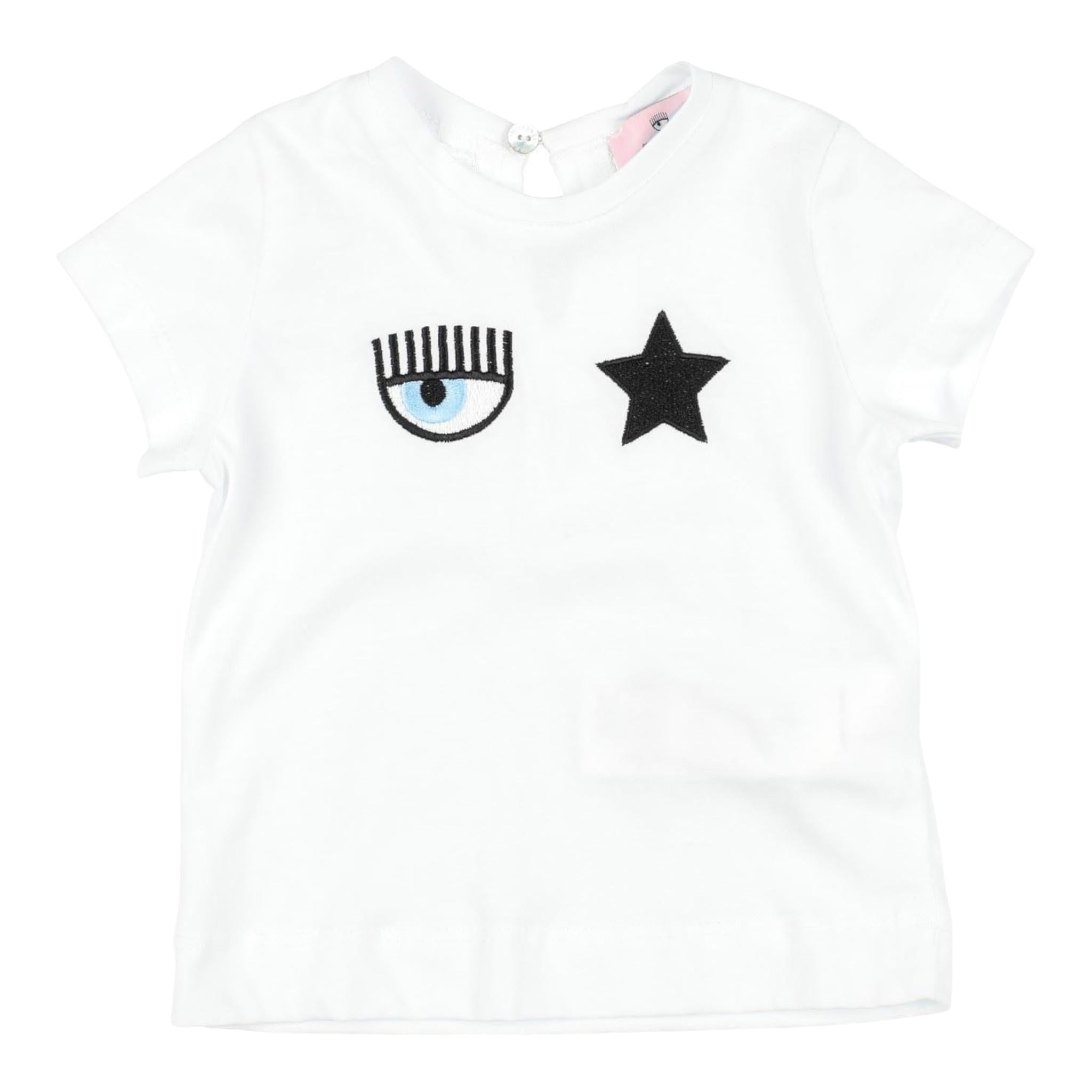 CHIARA FERRAGNI t-shirt girocollo tinta unita cn ricami Bianco per Neonata 53A607 BIANCO CHIARA FERRAGNI 