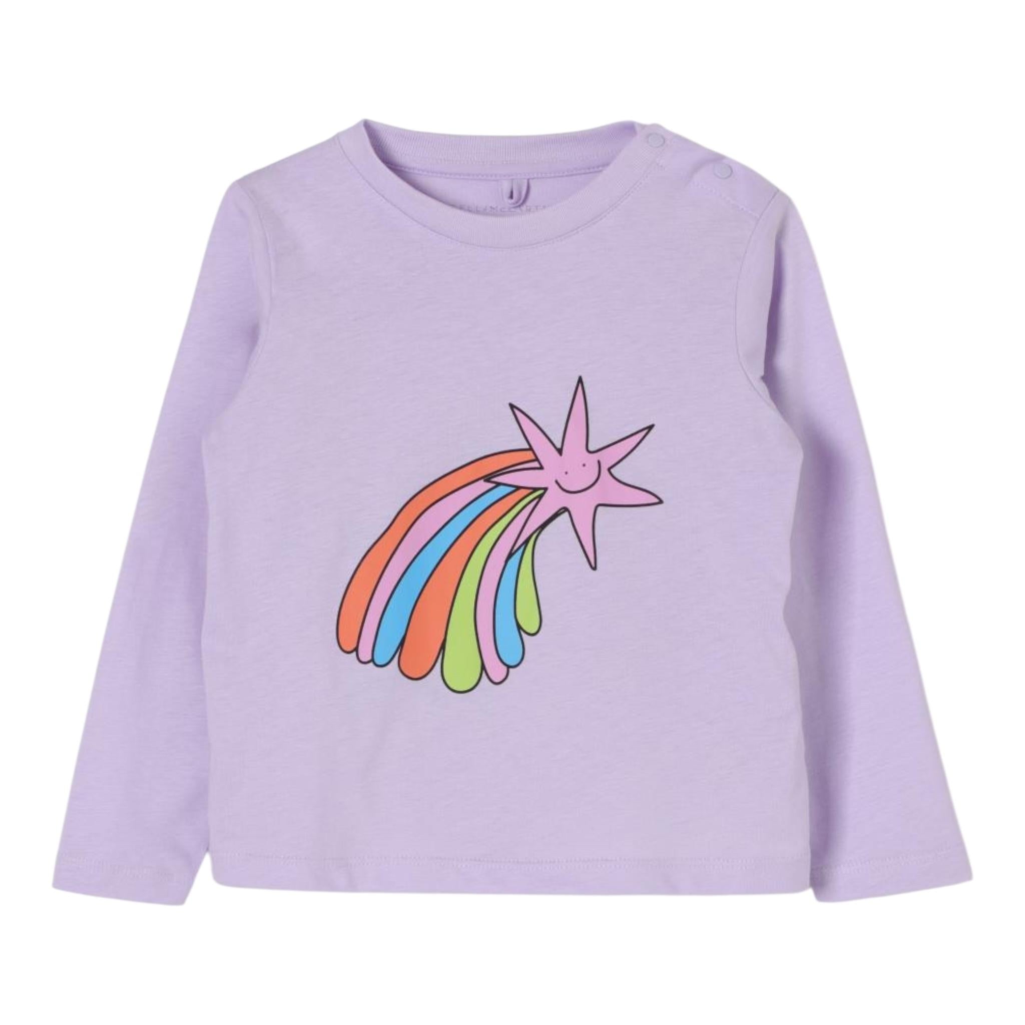 STELLA McCARTNEY shirt girocollo tinta unita con stampa in contrasto Lilla per Bambina TV8010J LILLA STELLA McCARTNEY 