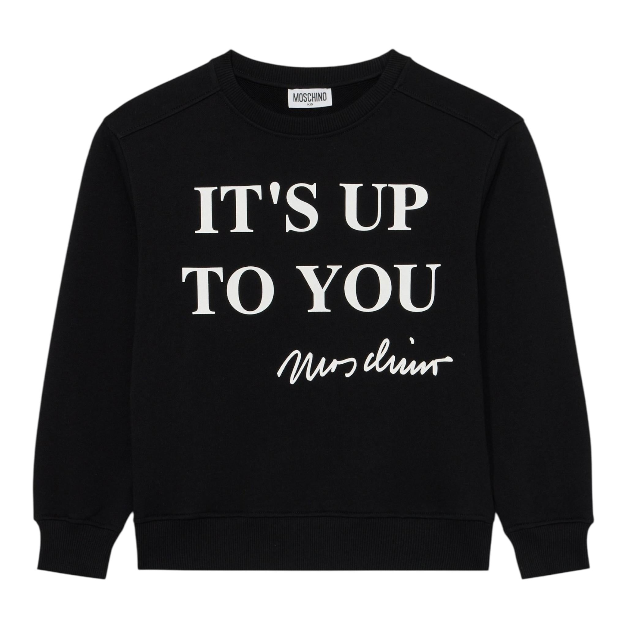 Moschino Felpa Chiusa Girocollo Tinta Unita per Bambino HDF06B NERO MOSCHINO 