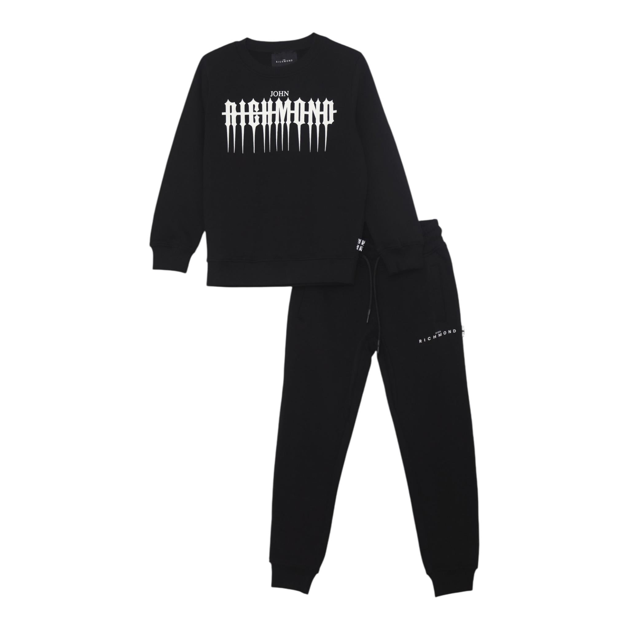 JOHN RICHMOND completo 2pz felpa- pantalone tinta unita Nero per Bambino RBA24152CFX NERO JOHN RICHMOND 