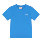 Saint Barth T-Shirt Girocollo Tinta Unita con Logo per Bambino DOVERLJR COBALTO SAINT BARTH 