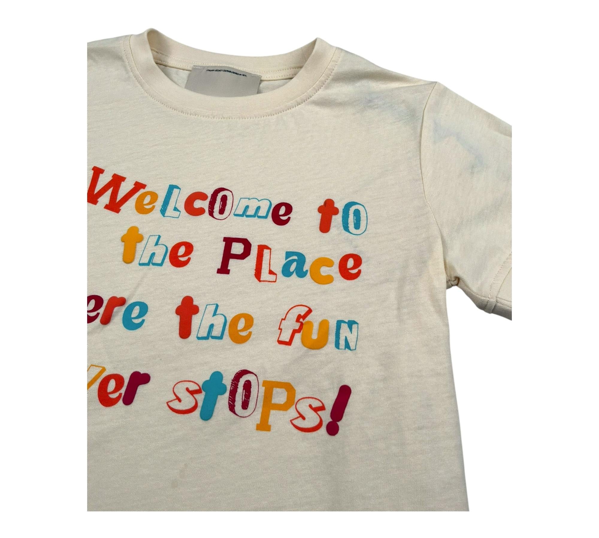 Trussardi T-Shirt Girocollo Tinta Unita con Stampe per Bambino TBP2089TS BEIGE TRUSSARDI 