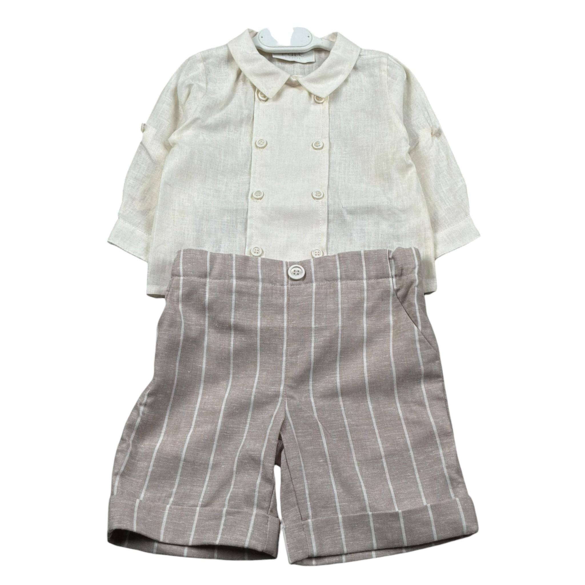 Pure Firenze Completo 2 Pezzi Camicia-Bermuda Beige per Neonato PC03310 BEIGE PURE FIRENZE 
