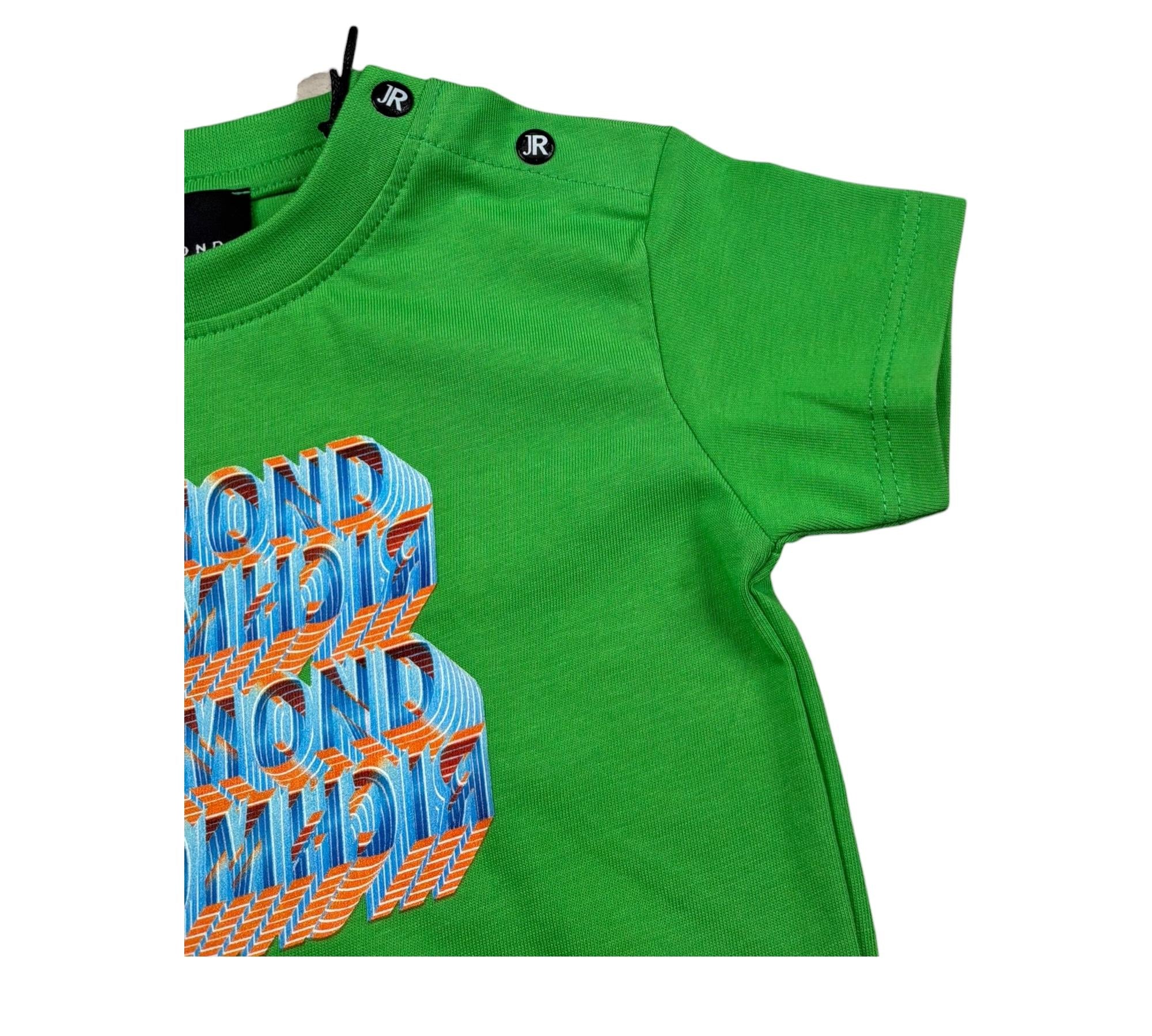 John Richmond T-Shirt Girocollo Tinta Unita con Stampa per Neonato RIP26111TS VERDE JOHN RICHMOND 