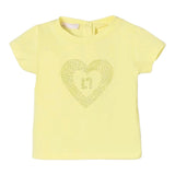 Liu Jo T-Shirt Girocollo Tinta Unita con Stampa Brillantinata Giallo per Neonata