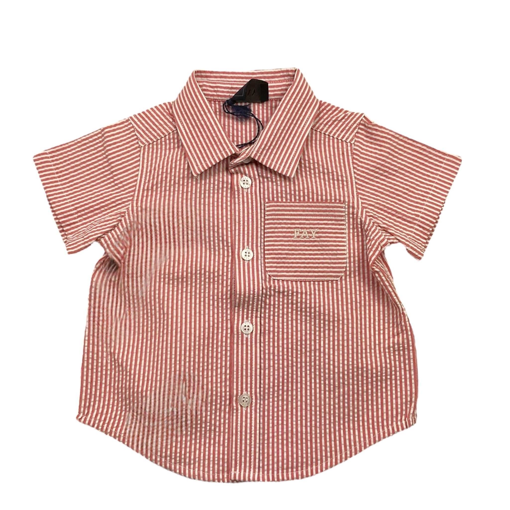 Fay Camicia Tinta Unita Mezza Manica con Fantasia A Righe per Neonato FU5521 ROSSO FAY 
