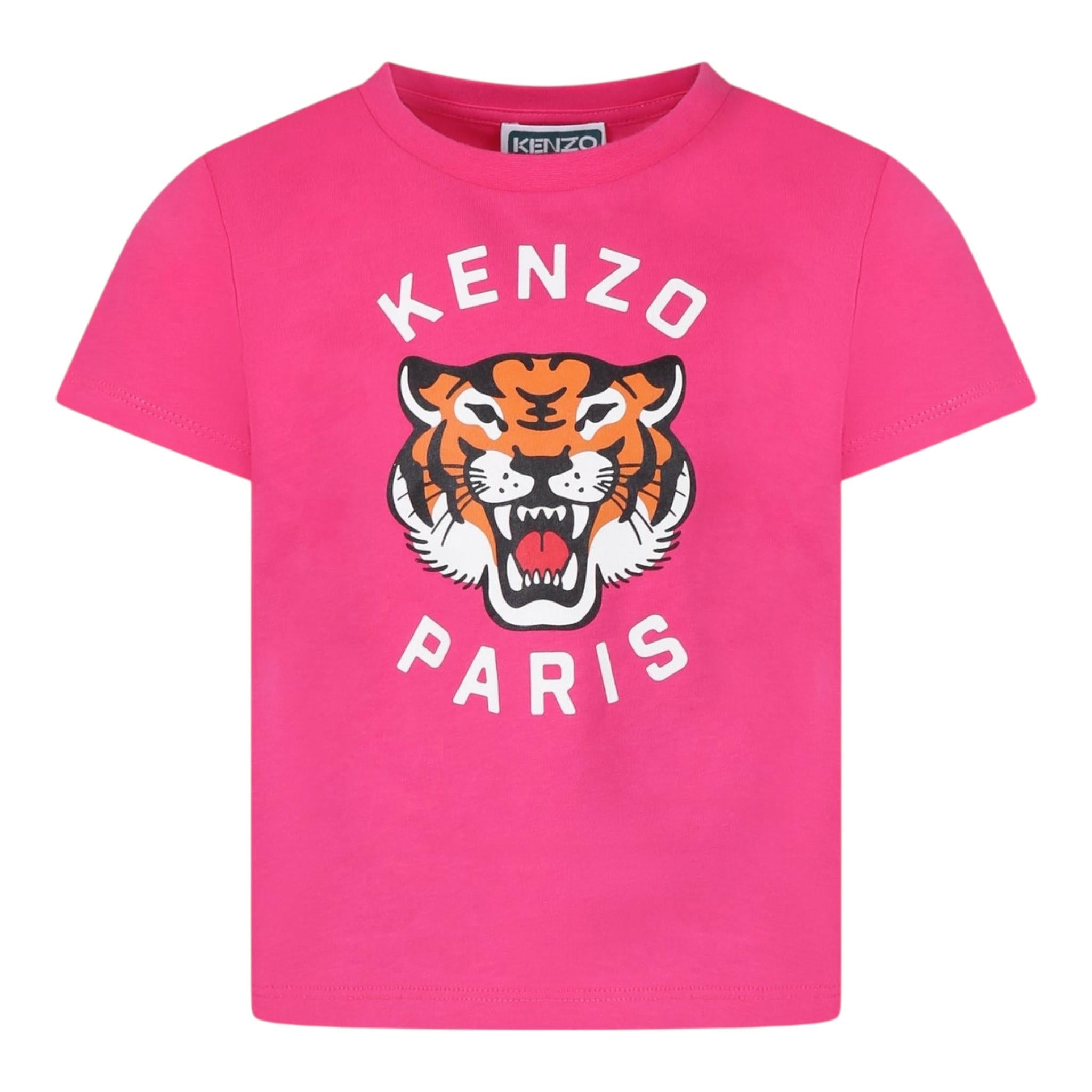 Kenzo T-Shirt Girocollo Tinta Unita con Stampa per Neonata K61054N ROSA KENZO 