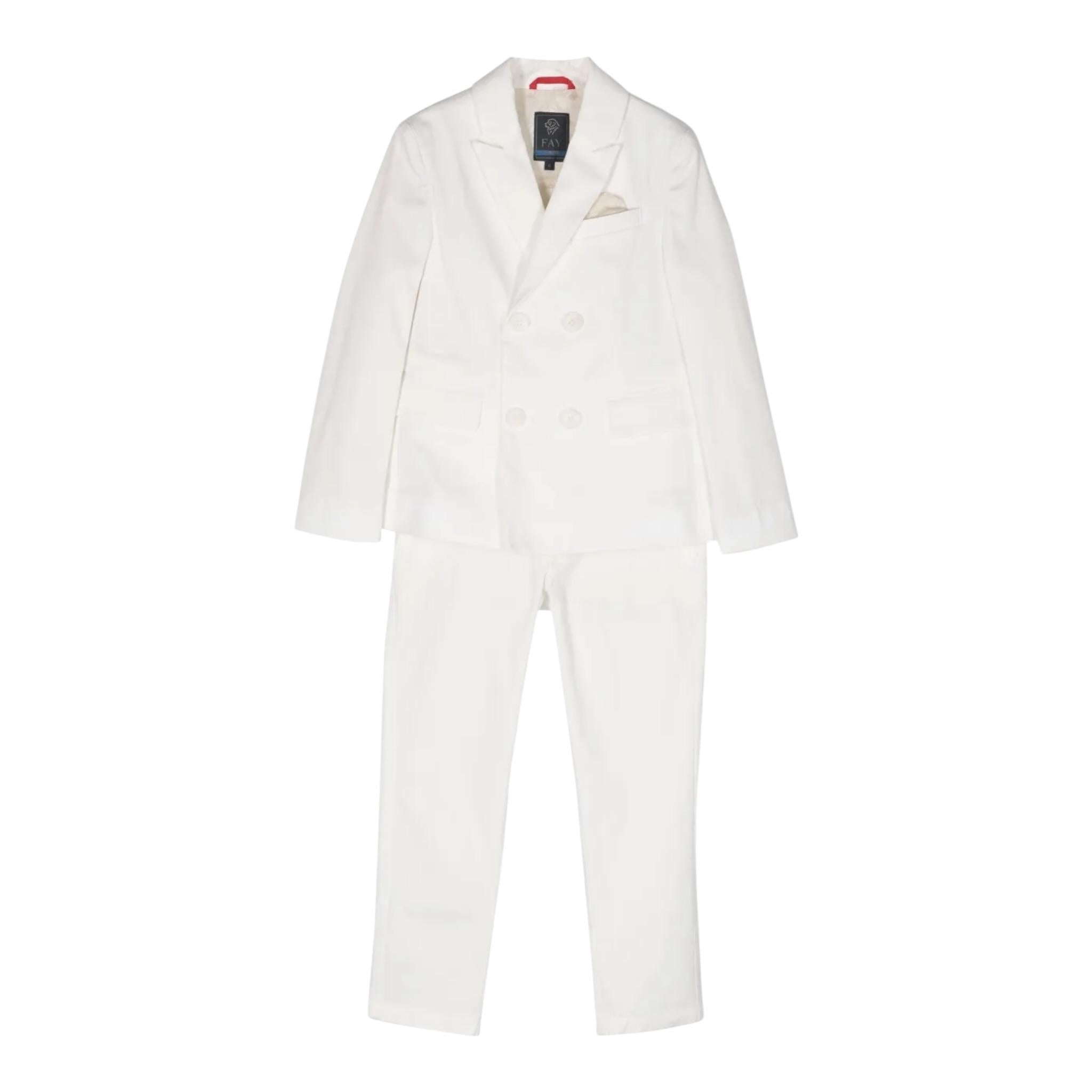 Fay Completo 2 Pezzi Giacca-Pantalone Tinta Unita per Bambino FU3P40 BIANCO FAY 