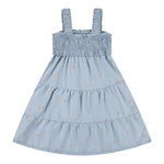 Levi'S Abito Giromanica Tinta Unita con Ricami per Bambina 3EM227 AZZURRO LEVI'S 