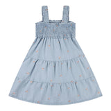 Levi'S Abito Giromanica Tinta Unita con Ricami per Bambina 3EM227 AZZURRO LEVI'S 