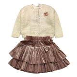 LOLLI TOP completo 3 pezzi cardigan-shirt-gonna Panna per Neonata H8348 PANNA LOLLI TOP 