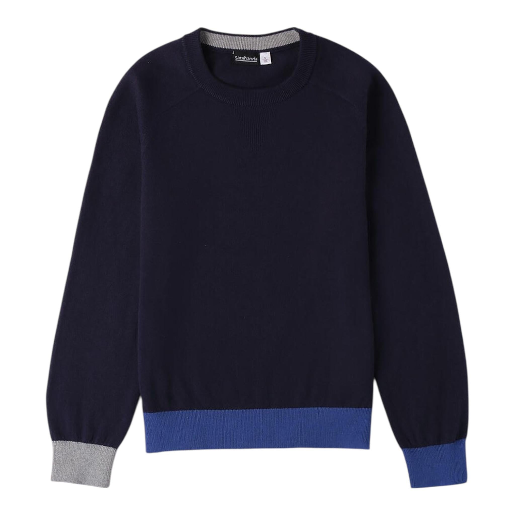 SARABANDA maglia girocollo tinta unita con profili in contrasto Blu per Bambino 0A500X BLU SARABANDA 