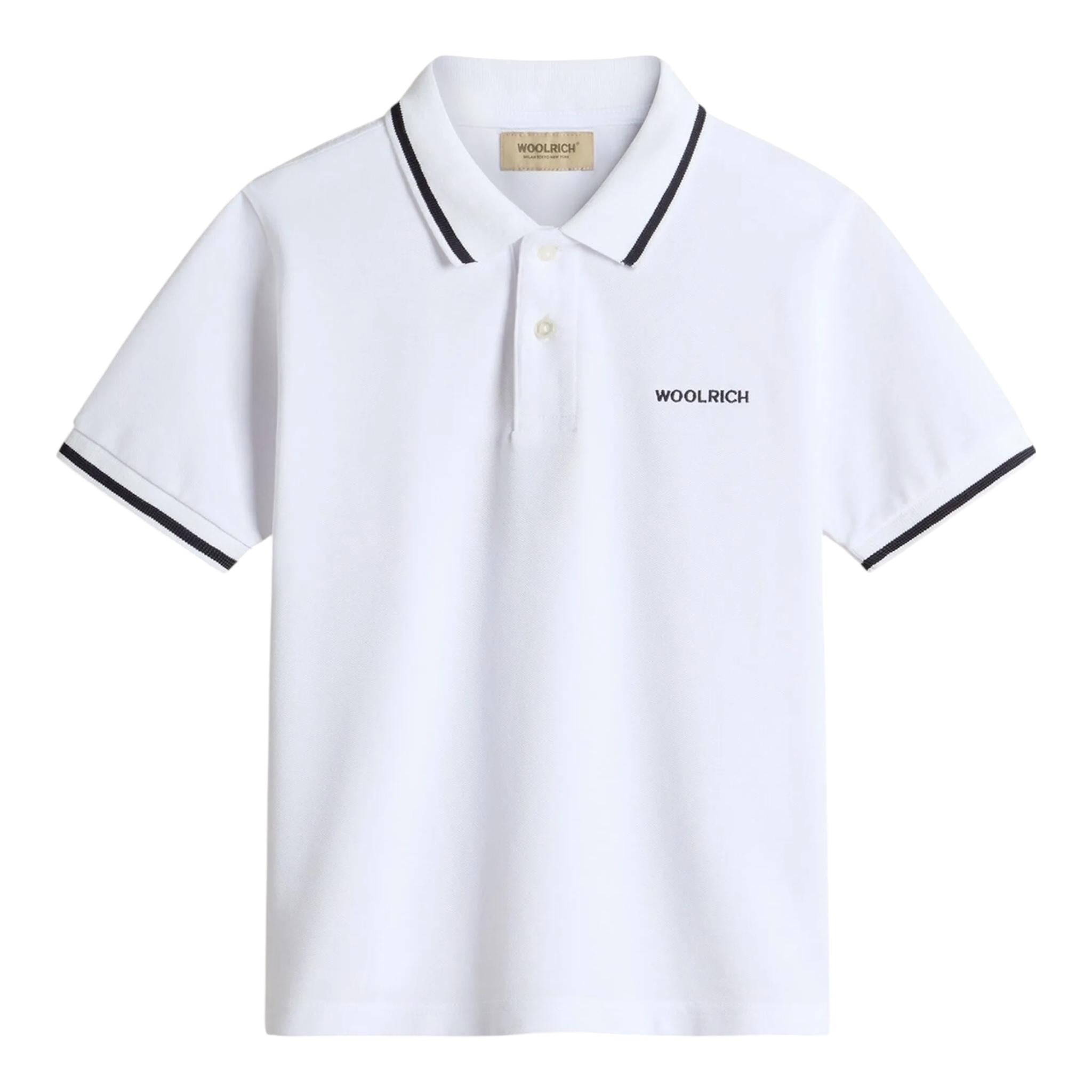 Woolrich Polo Mezza Manica Tinta Unita con Profili In Contrasto per Bambino CFWKPO0040MRUT BIANCO WOOLRICH 