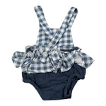 Petit Indi Salopette Biclore con Fantasia A Quadri per Neonata SS25B0233 BIANCO/BLU PETIT INDI 