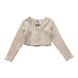Minimo Completo Cardigan-Pantalone A Costine Beige Per Bambina