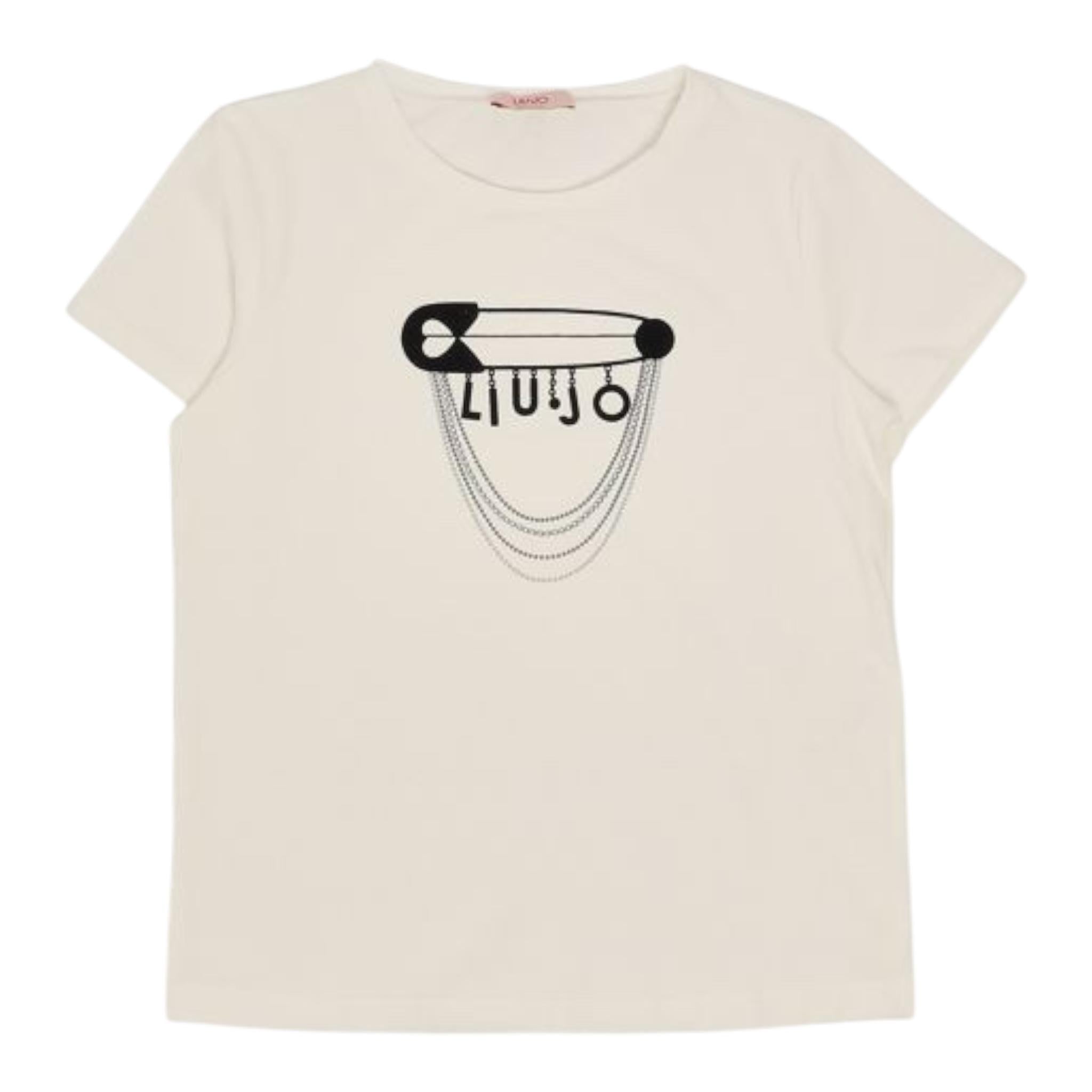 LIU JO t-shirt girocollo tinta unita con stampa  Bianco per Bambina GF4208 BIANCO LIU JO 