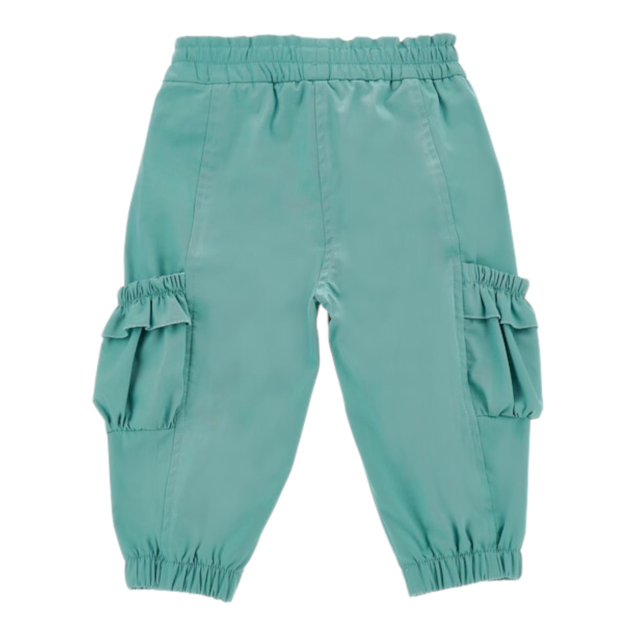 Monnalisa Pantalone Tinta Unita con Elastico In Vita per Neonata 37E402 VERDE MONNALISA 