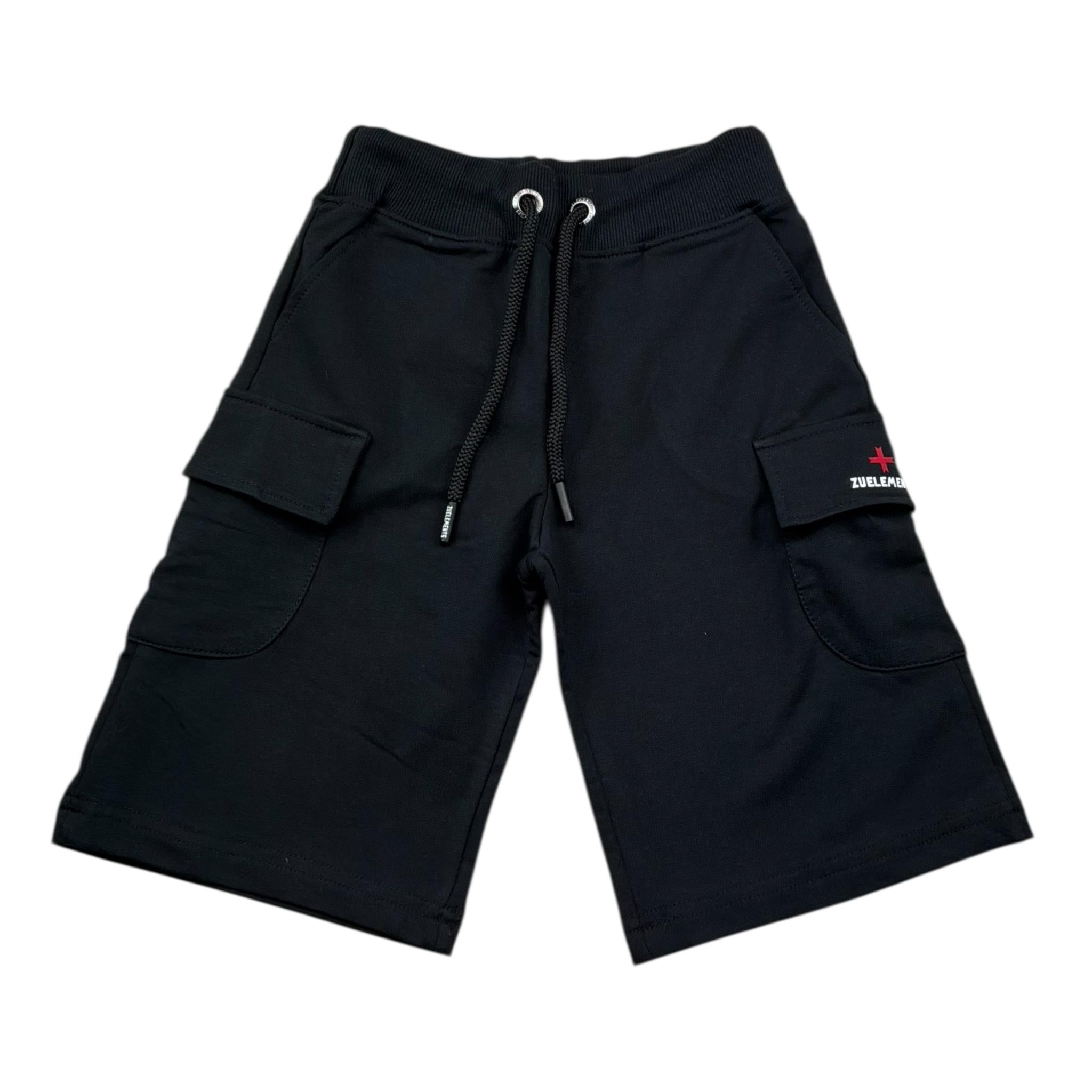 Zu+Elements Bermuda Tinta Unita con Tasconi per Bambino ZU254 NERO ZU+ELEMENTS 