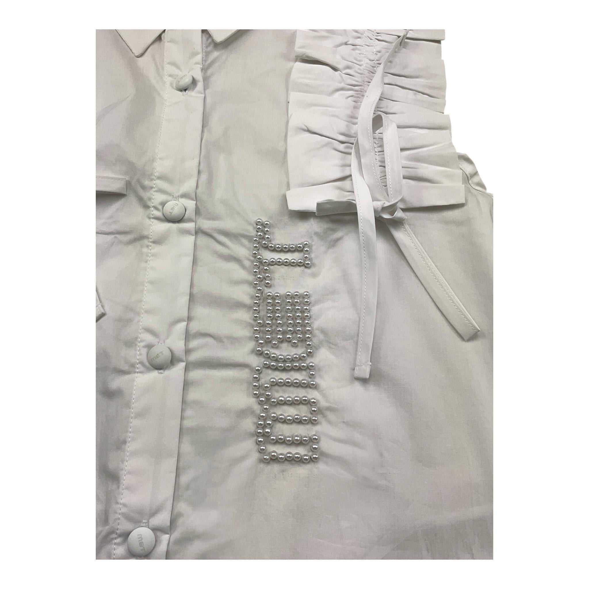 Met Camicia Giromanica Tinta Unita per Bambina ME368 BIANCO MET 