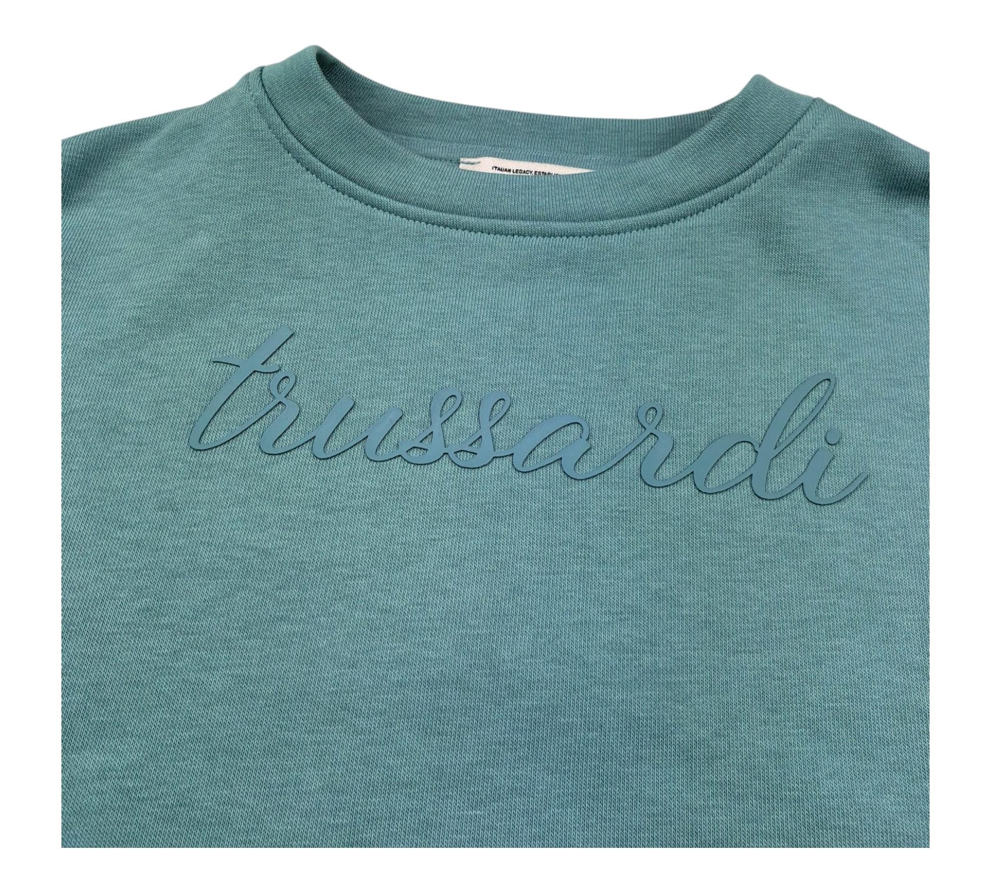 Trussardi Felpa Chiusa Girocollo Tinta Unita con Stampa per Bambina TGP26002FE VERDE TRUSSARDI 