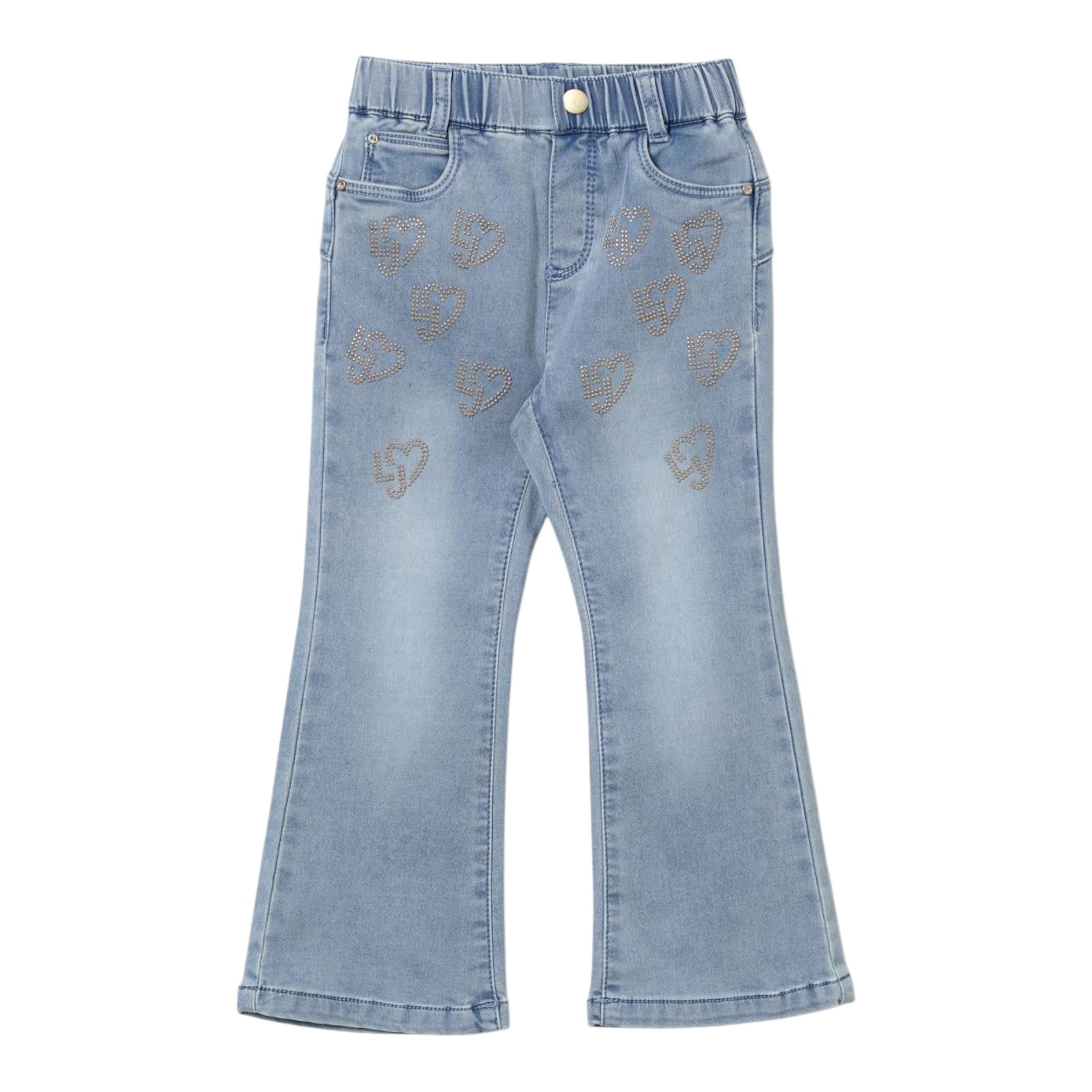 LIU JO jeans tinta unita modello zampa Azzurro per Bambina KF4019 AZZURRO LIU JO 
