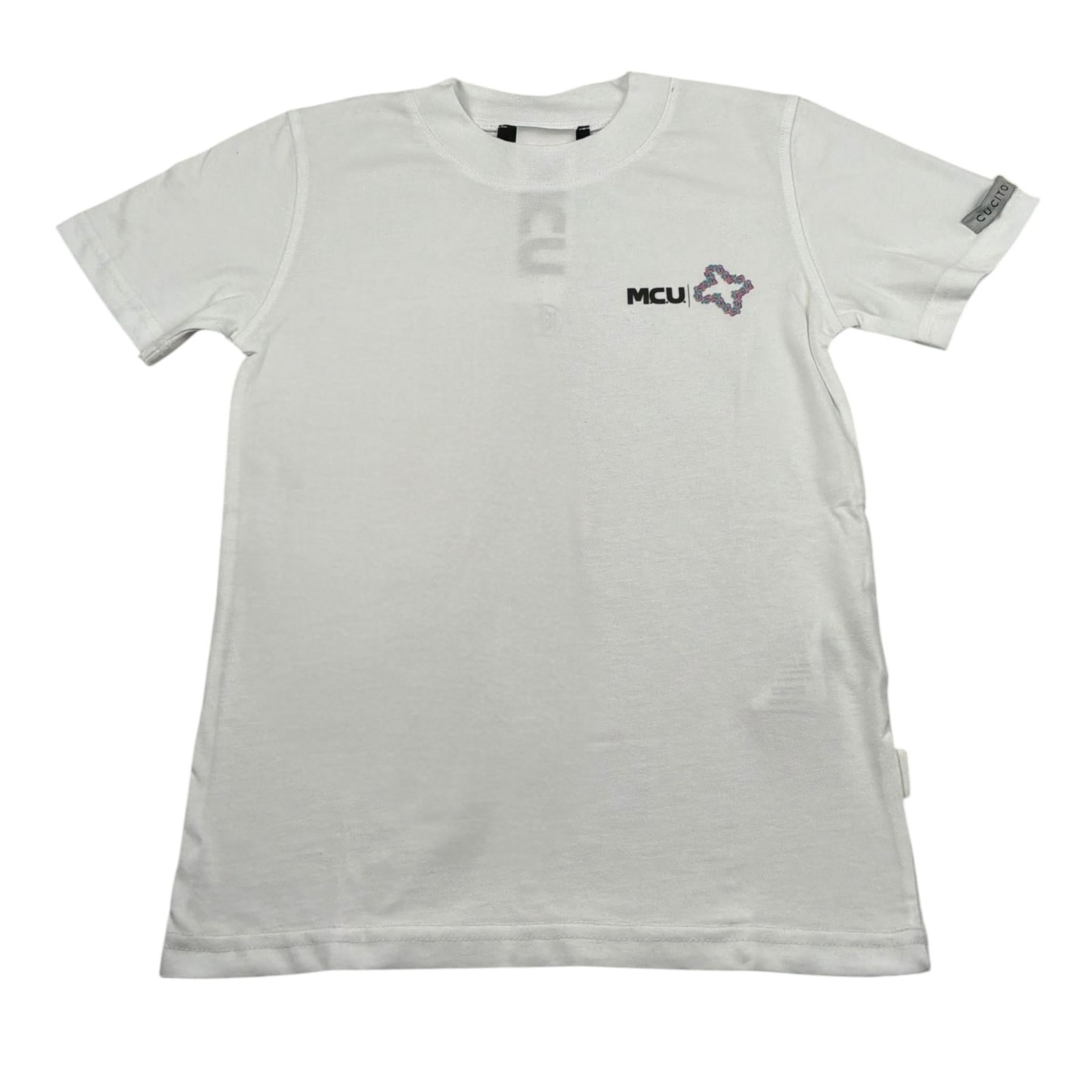 Mcu T-Shirt Girocollo tinta unita con Stampa Bianco per Bambina MCU0121 BIANCO MCU 