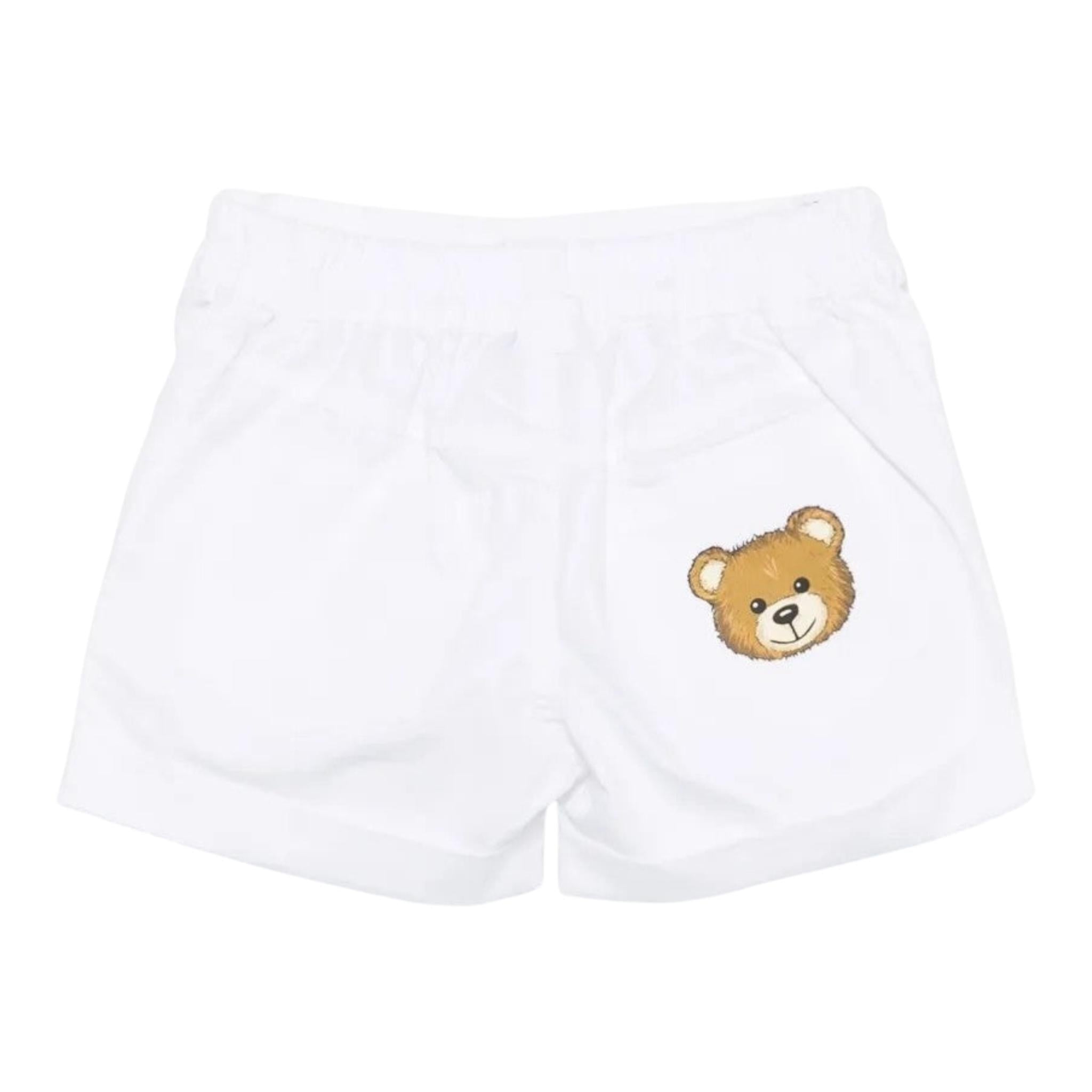 Moschino Bermuda Tinta Unita con Elastico In Vita per Neonato MUQ01J BIANCO MOSCHINO 
