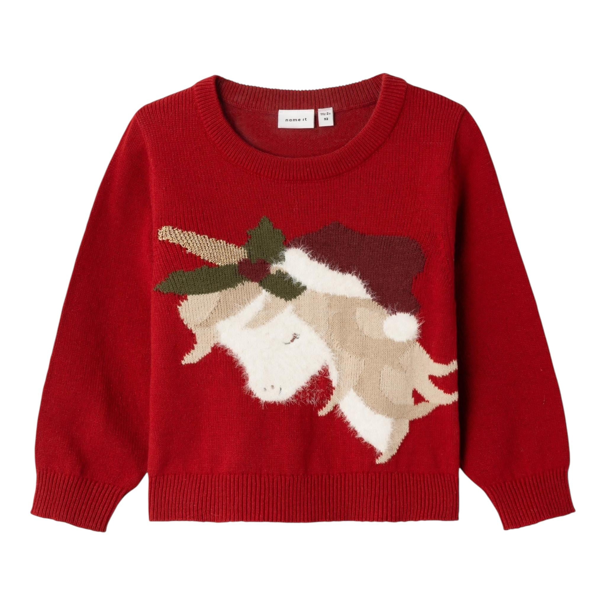 NAME IT maglia girocollo tinta unita con ricami Rosso per Bambina 13222180J ROSSO NAME IT 