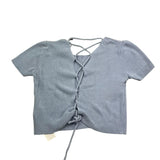 Please T-Shirt In Maglia Tinta Unita con Scollo Retro per Bambina NB16230G72 AZZURRO PLEASE 