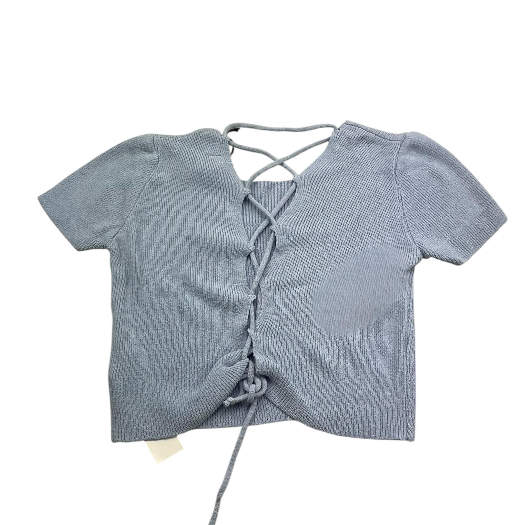 Please T-Shirt In Maglia Tinta Unita con Scollo Retro per Bambina NB16230G72 AZZURRO PLEASE 