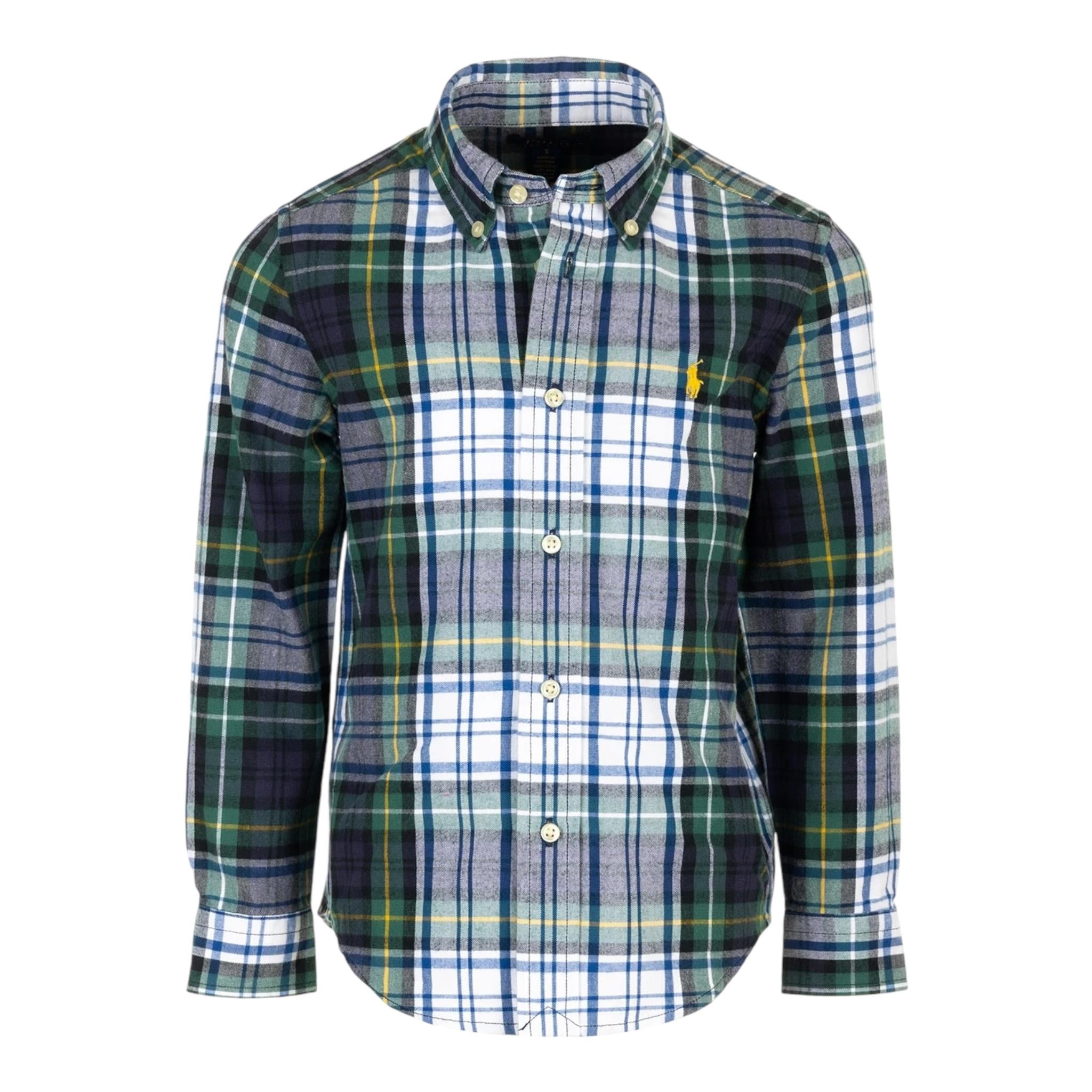 RALPH LAUREN camicia tricolore tinta unita con fantasia a righe Verde per Bambino 323952201002 VERDE RALPH LAUREN 