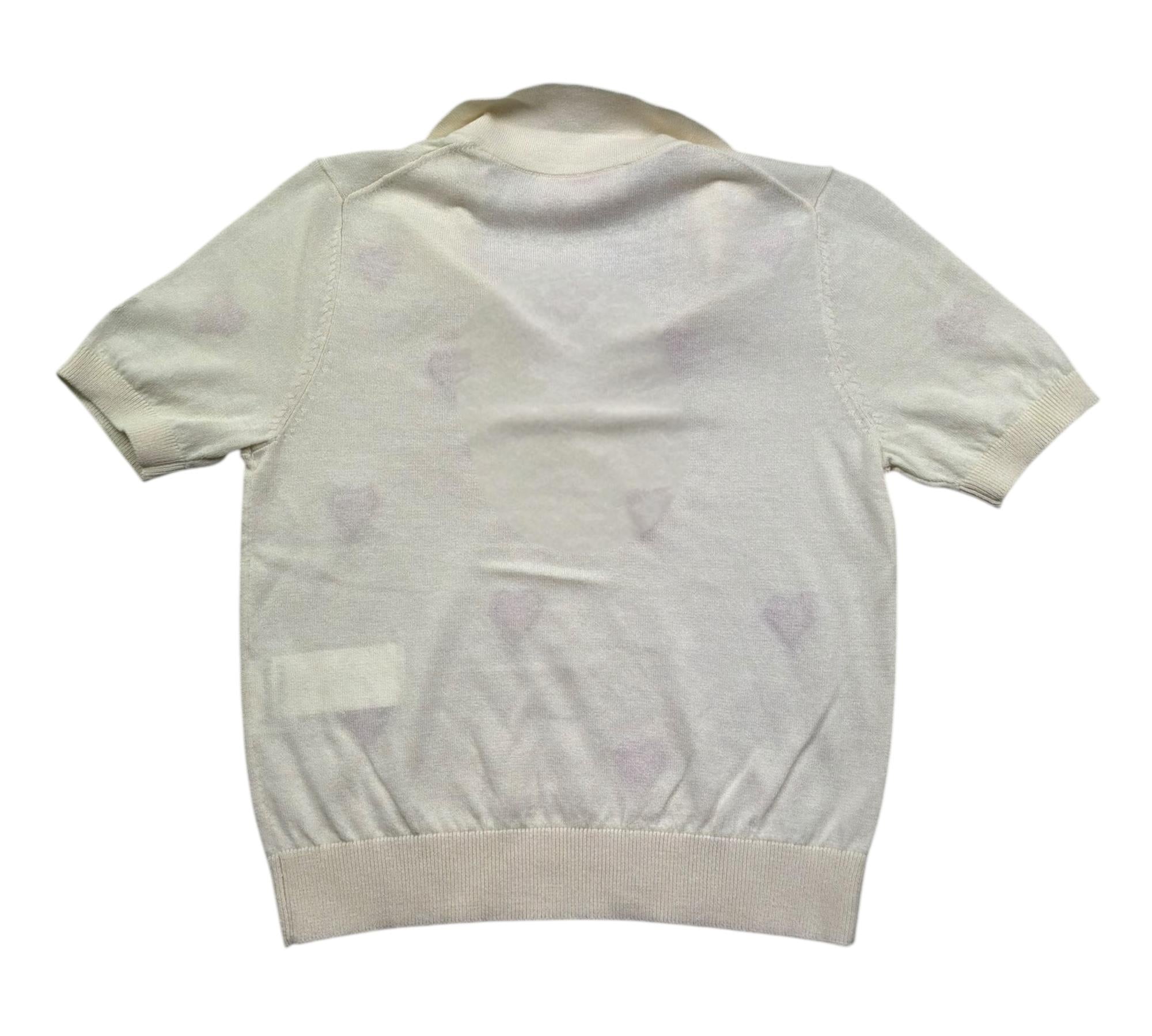 Saint Barth Polo Mezza Manica Tinta Unita con Ricami Cuori per Bambina EVONNE PANNA SAINT BARTH 