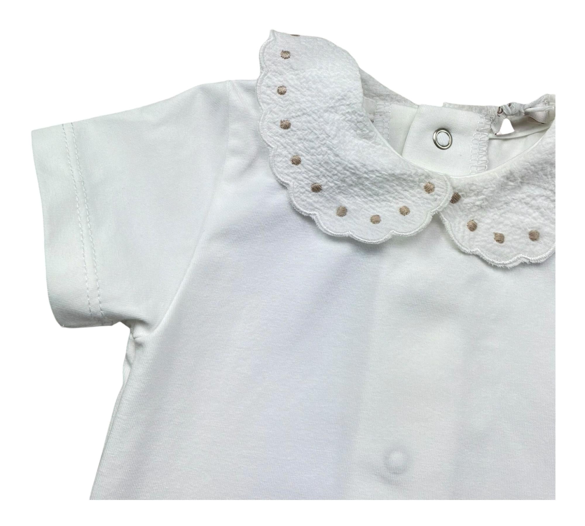 Le Bebe Body Mezza Manica Tinta Unita con Colletto per Neonata LBG6309 BIANCO LE BEBE 