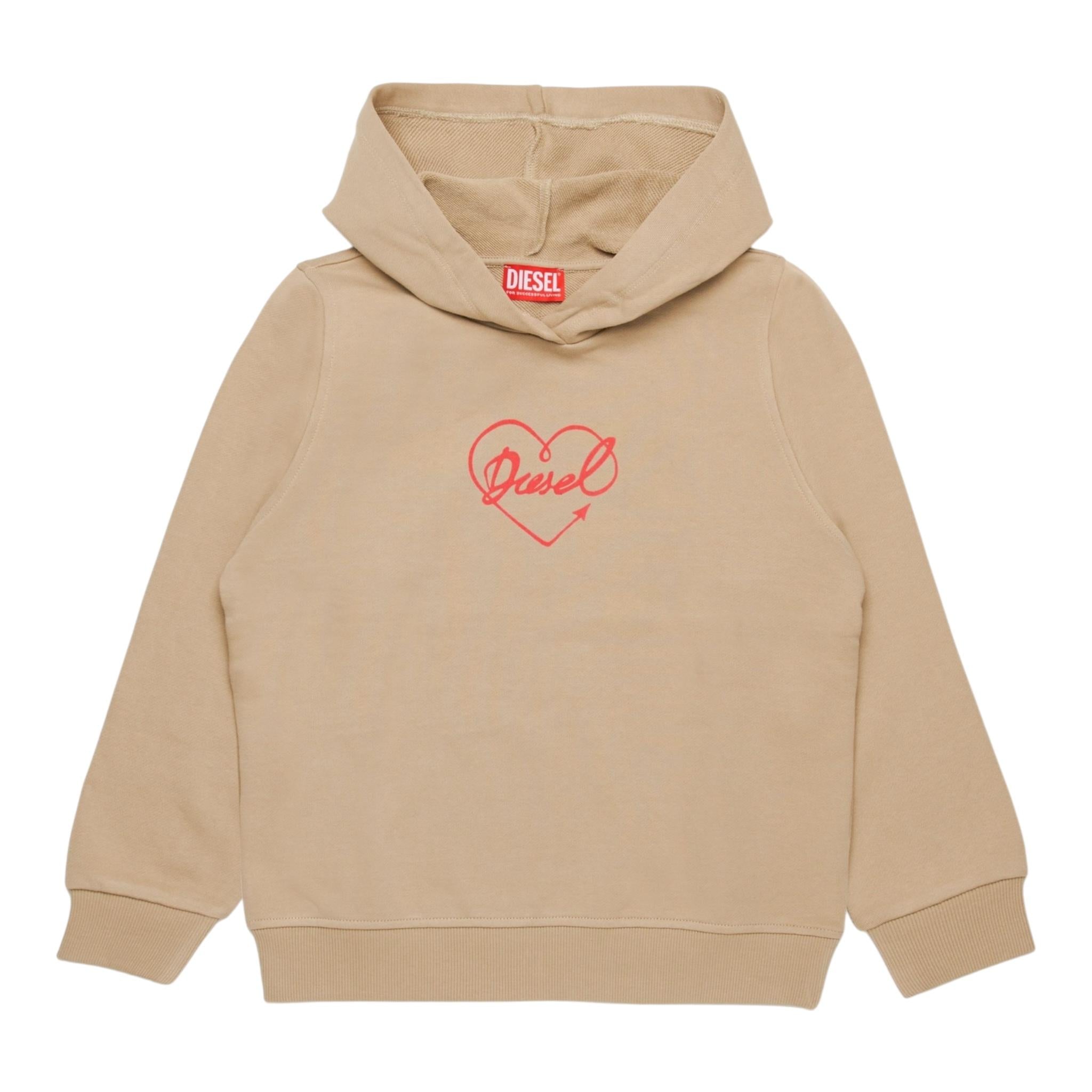 DIESEL felpa tinta unita con cappuccio e stampa Beige per Bambina J01990 BEIGE DIESEL 