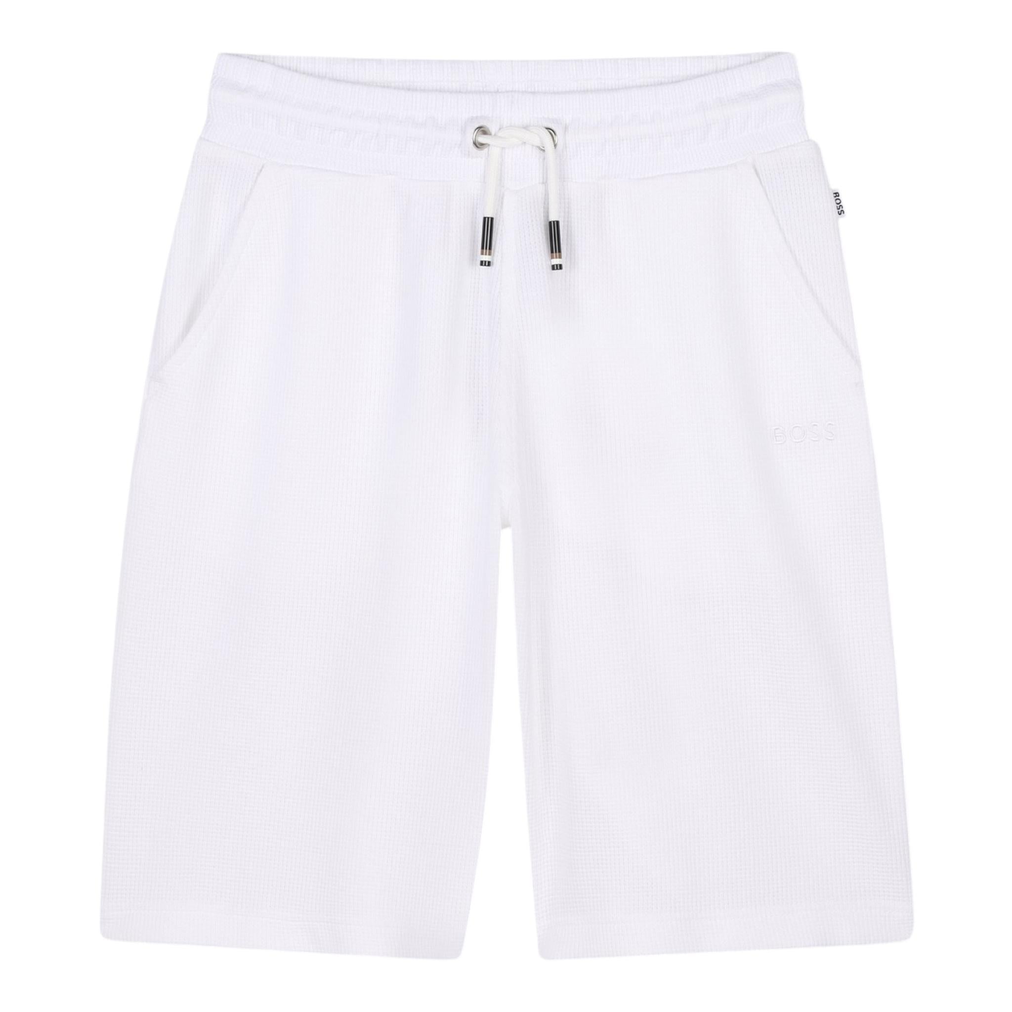 Boss Bermuda Tinta Unita con Logo per Bambino J52169B BIANCO BOSS 