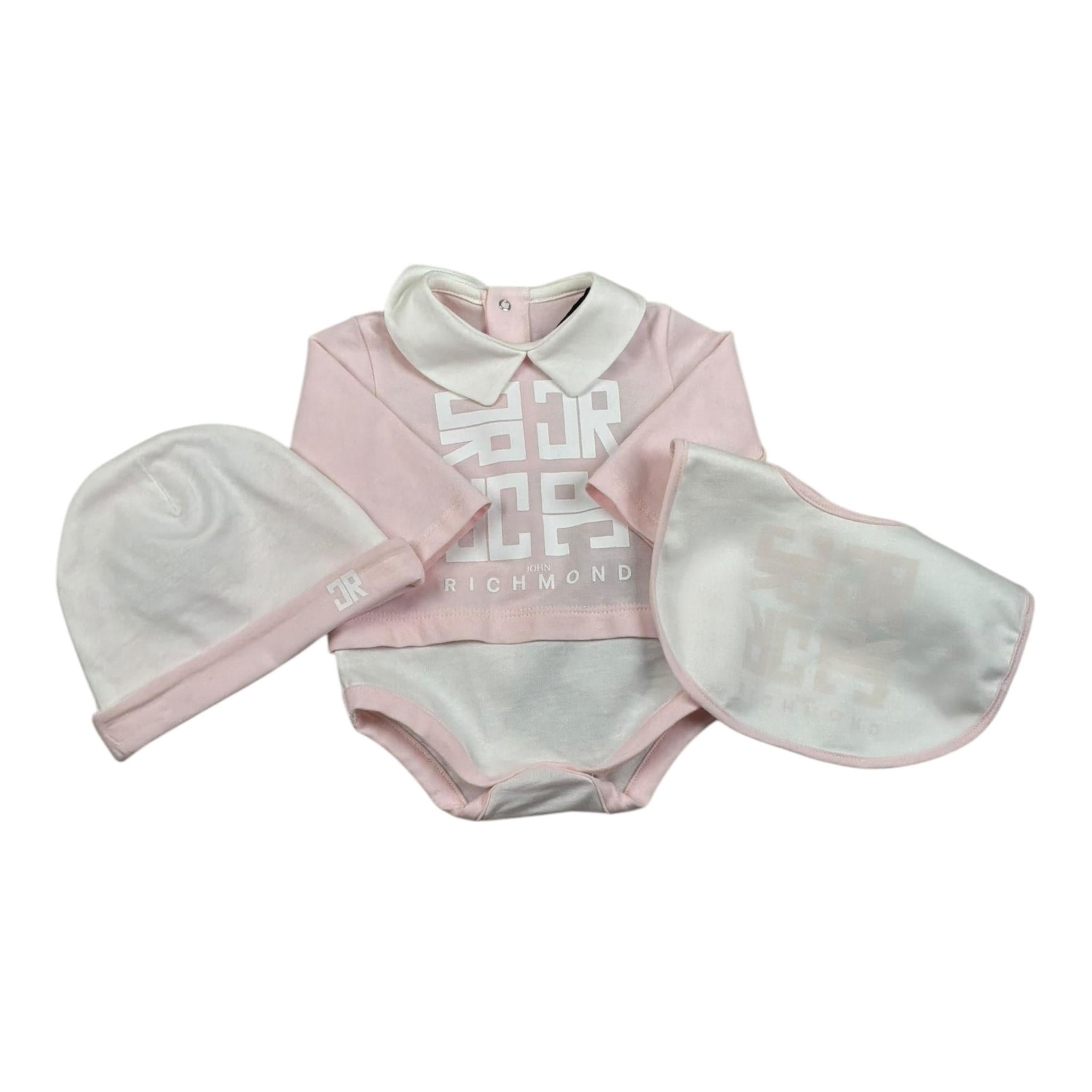 John Richmond Body Manica Lunga Tinta Unita con Cappello per Neonata RLP26002TUA ROSA JOHN RICHMOND 
