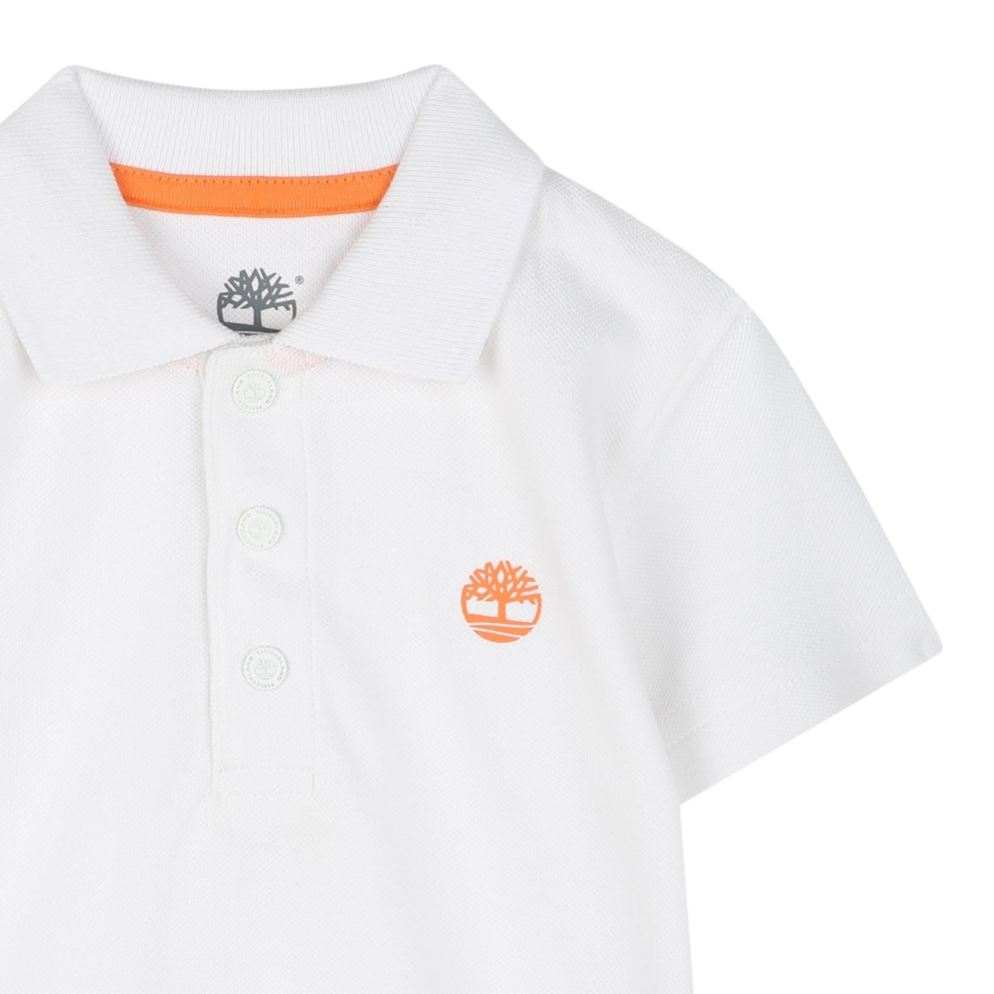 Timberland Polo Mezza Manica Tinta Unita con Logo per Neonato T6051010N BIANCO TIMBERLAND 