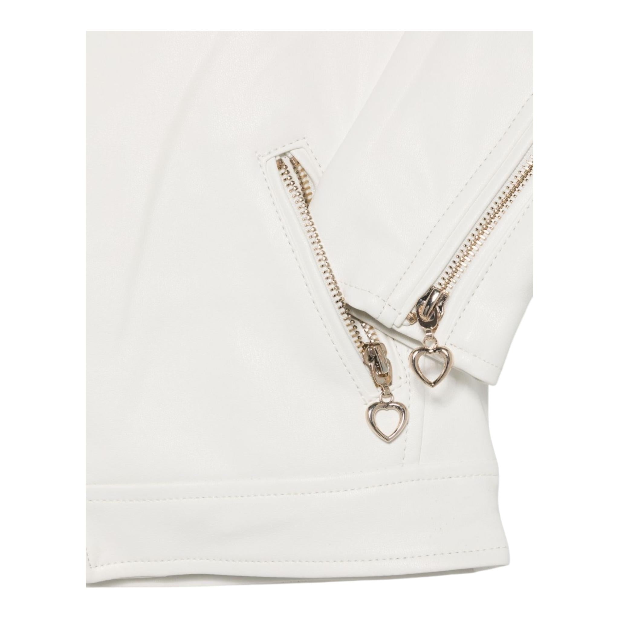 Lu Lu By Miss Grant Giubbino In Ecopelle Tinta Unita con Zip per Bambina LL3590 BIANCO LU LU BY MISS GRANT 