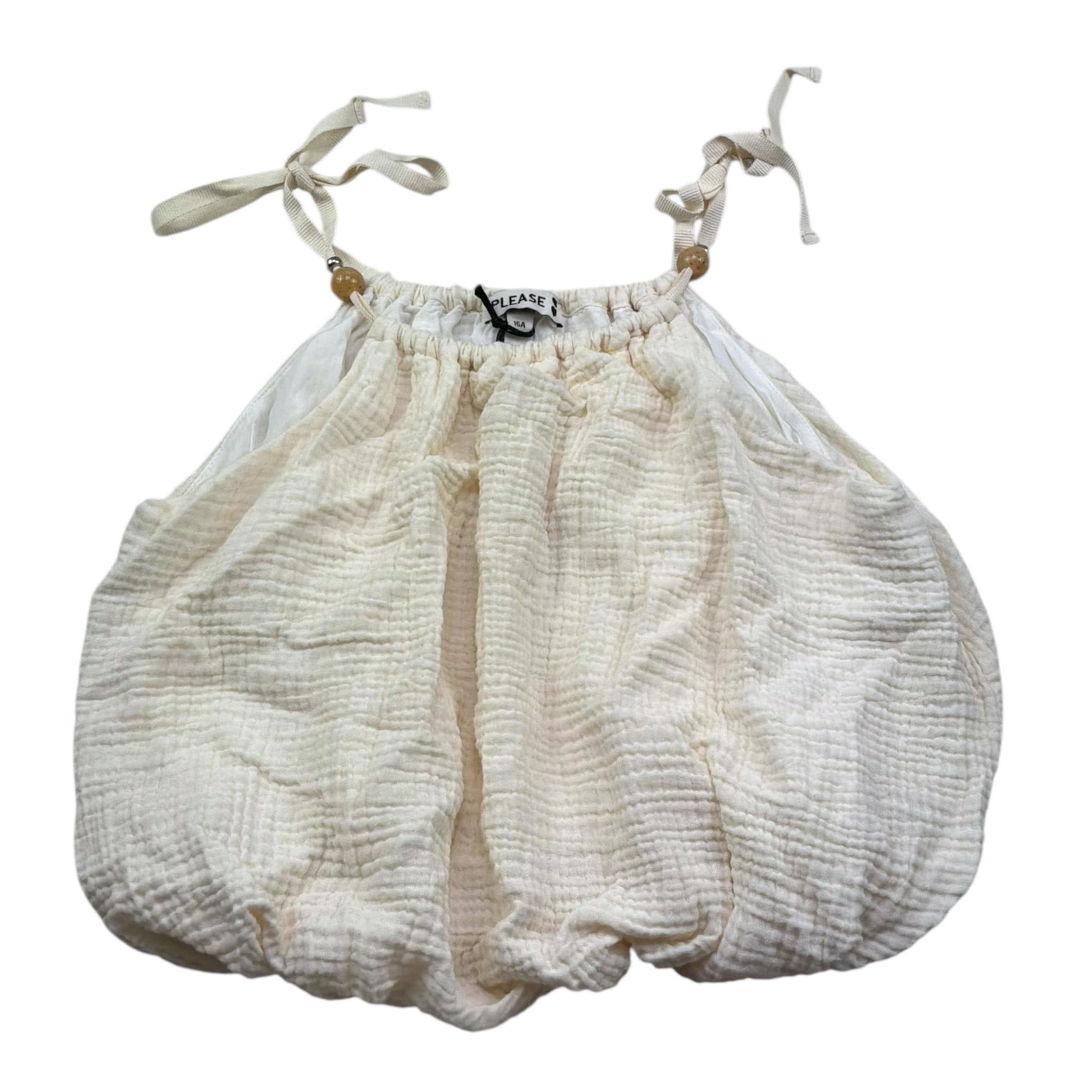 Please Top Tinta Unita Bretelline per Bambina CC88080G72 PANNA PLEASE 