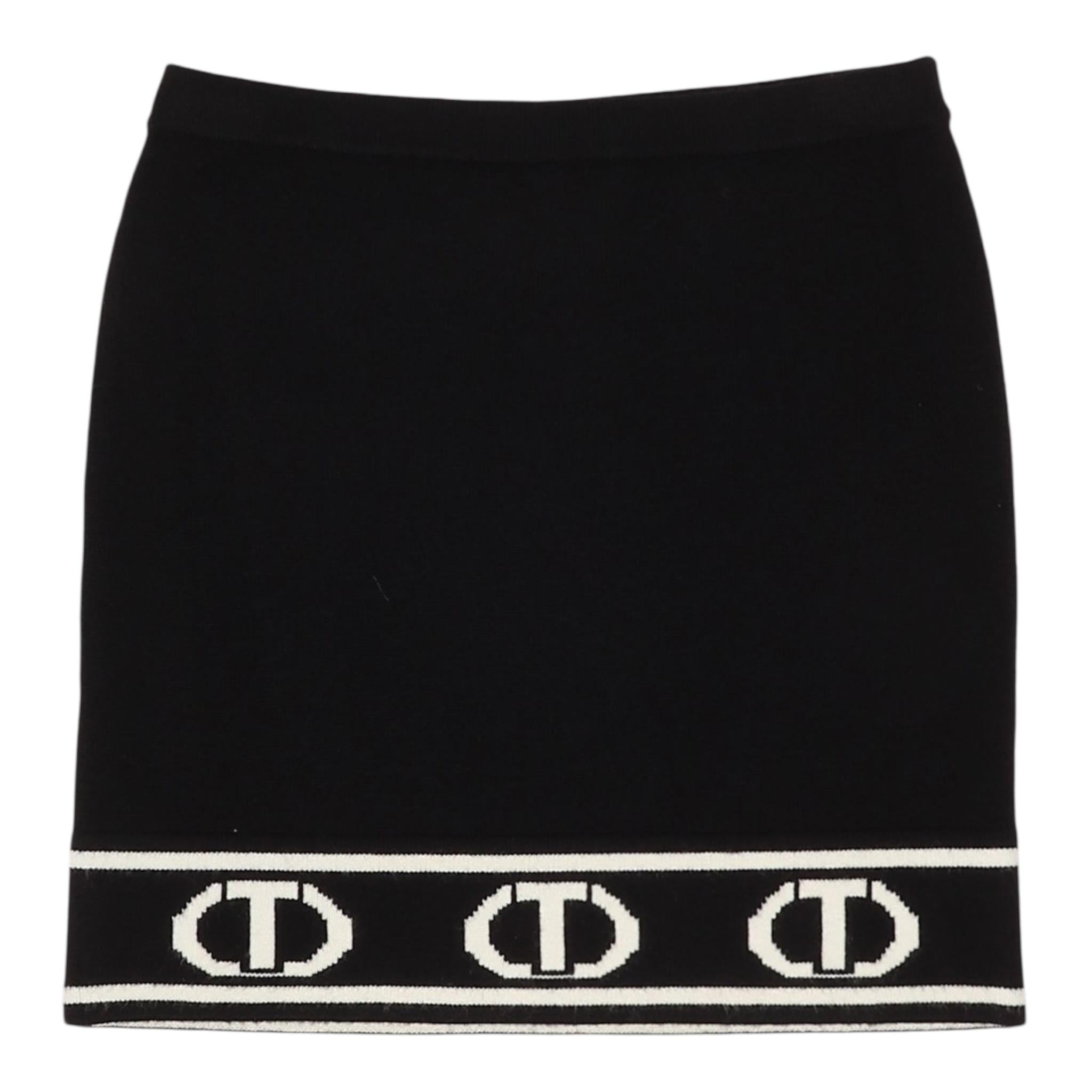 TWINSET gonna tinta unita con logo Nero per Bambina 242GJ3164X NERO TWINSET 