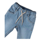 Mini Banda Jeans Tinta Unita con Elastico In Vita per Neonato 3B681 AZZURRO MINI BANDA 