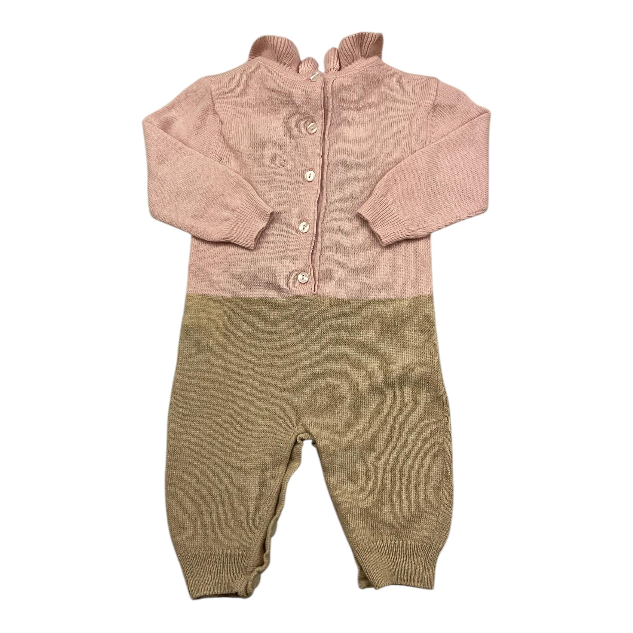LE BEBE' tutina bicolore con stampa Rosa/beige per Neonata LBG5976 ROSA/BEIGE LE BEBE' 